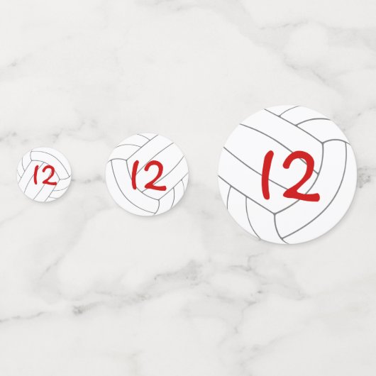 volleybalfeest voor rood grijs meisje confetti (Achterkanten)