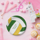 volleybalfeestje bij meisjes groen goud papieren bordje (Feest)