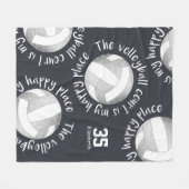 volleybalhof gelukkig grijze witte houtskool fleece deken (Voorkant (Horizontaal))