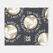 volleybalhof happy place muted gold charcoal fleece deken (Voorkant (Horizontaal))