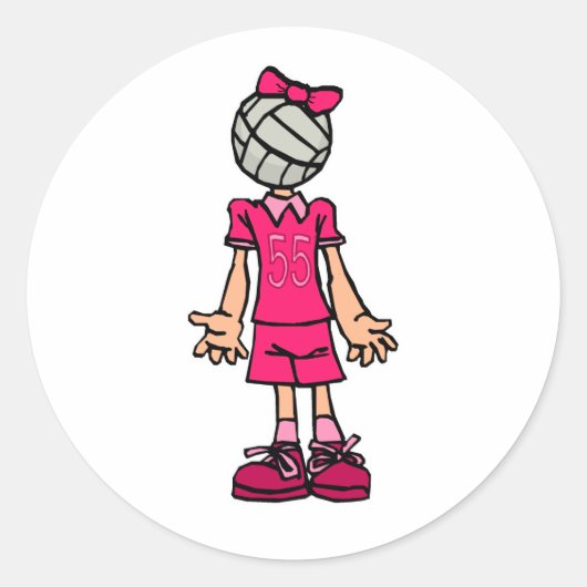 Volleybalhoofd Ronde Sticker (Voorkant)