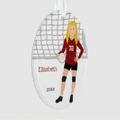 Volleybalklon in rood en zwart ornament (voorkant)