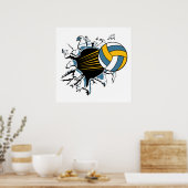 volleybalkraan door blauw en goud poster (Keuken)