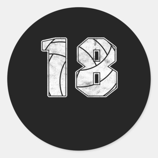 Volleyball 18 th Birthday Celebration Sports Gift Ronde Sticker (Voorkant)