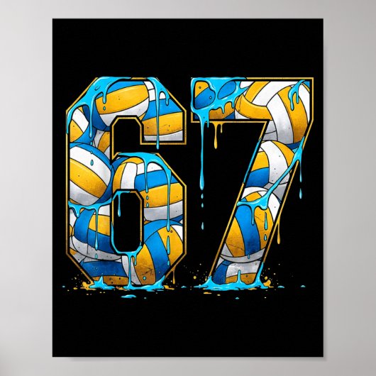Volleyball 67 Six Seven Srt Funny Gen Alpha Z Meme Poster (Voorkant)