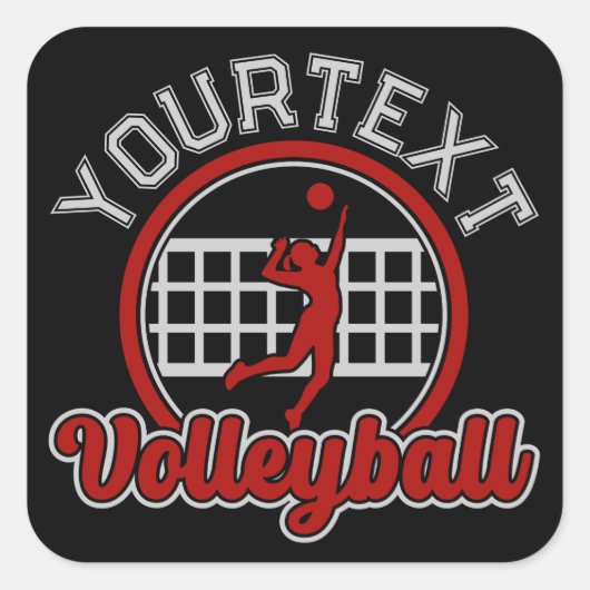 Volleyball ADD NAAM Spike Ball Attack Team Sports Vierkante Sticker (Voorkant)