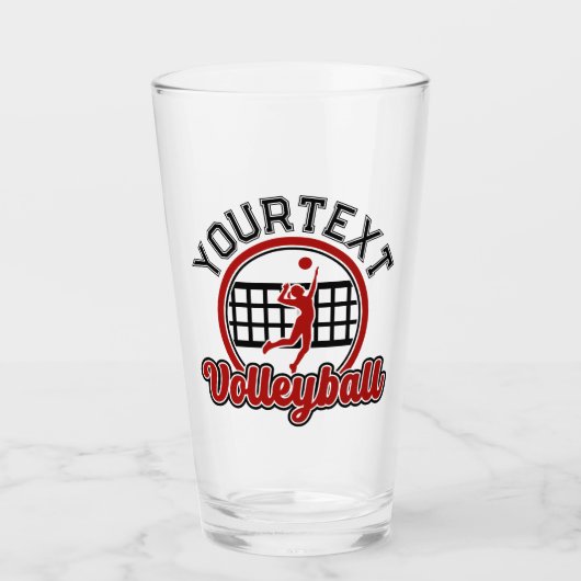 Volleyball ADD NAME Spike Ball Attack Team Player Glas (Voorkant)