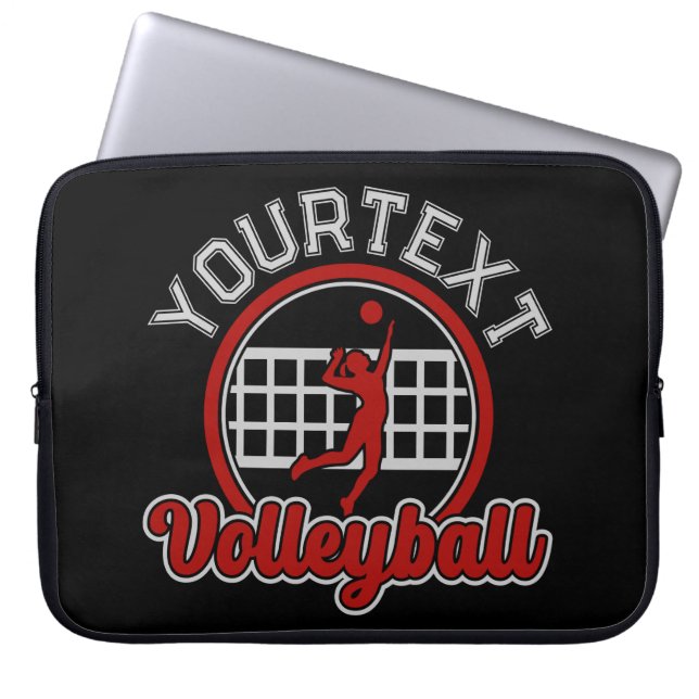 Volleyball ADD NAME Spike Ball Attack Team Player Laptop Sleeve (Voorkant)