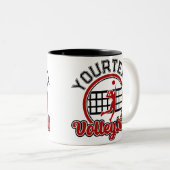 Volleyball ADD NAME Spike Ball Attack Team Player Tweekleurige Koffiemok (Voorkant rechts)