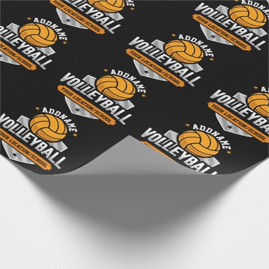 Volleyball ADD TEXT School Varsity Team Speler Cadeaupapier (Hoek)