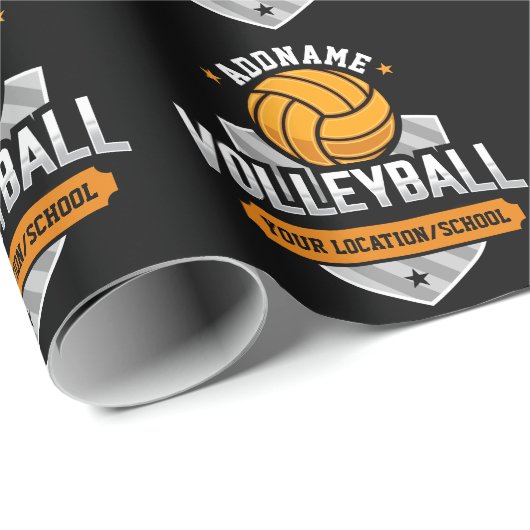 Volleyball ADD TEXT School Varsity Team Speler Cadeaupapier (Rol Hoek)