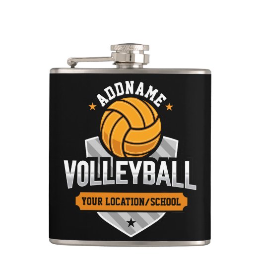 Volleyball ADD TEXT School Varsity Team Speler Heupfles (Voorkant)