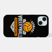 Volleyball ADD TEXT School Varsity Team Speler iPhone 15 Case (Achterkant horizontaal)