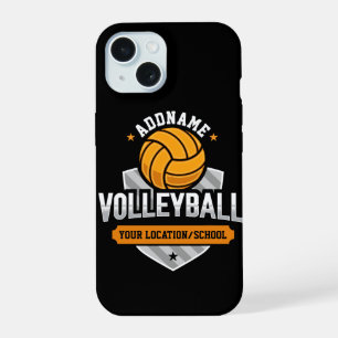Volleyball ADD TEXT School Varsity Team Speler iPhone 15 Case