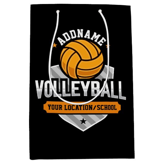 Volleyball ADD TEXT School Varsity Team Speler Medium Cadeauzakje (Voorkant)