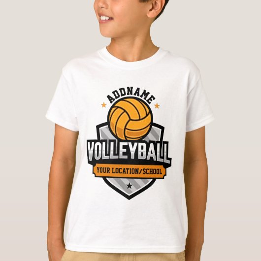 Volleyball ADD TEXT School Varsity Team Speler T-shirt (Voorkant)