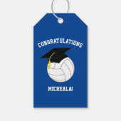 Volleyball Afstuderen Sport Blauw Cadeaulabel (Voorkant)