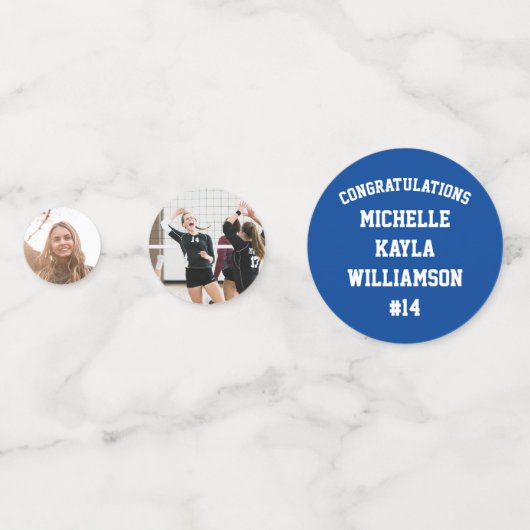 Volleyball Afstuderen Sport Blauw Confetti (Voorkanten)