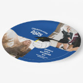 Volleyball Afstuderen Sport Blauw Papieren Bordje (Gekanteld)