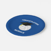 Volleyball Afstuderen Sport Blauw Papieren Bordje (Gekanteld)