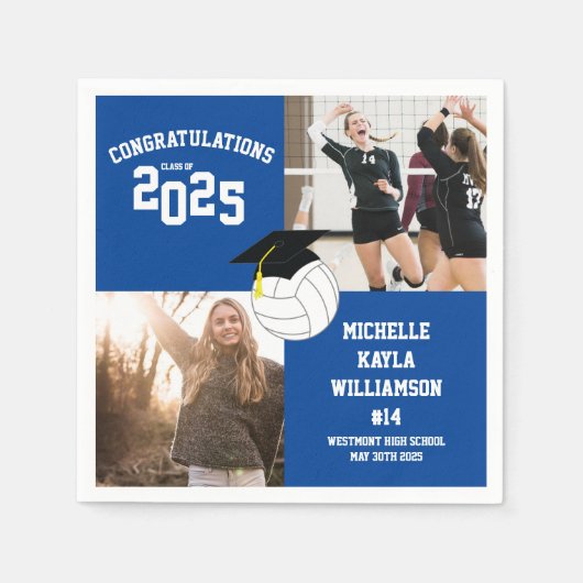 Volleyball Afstuderen Sport Blauw Servet (Voorkant)