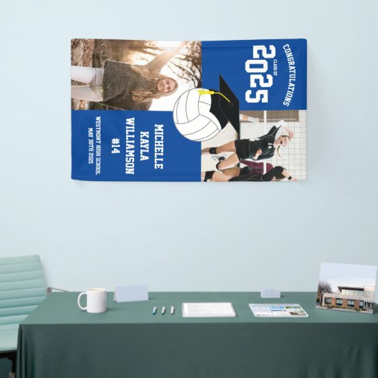 Volleyball Afstuderen Sport Blauw Spandoek (Beurs)