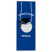 Volleyball Afstuderen Sport Blauw Wijn Cadeautas (Voorkant)