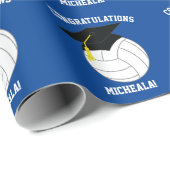 Volleyball Afstuderen Sport Blue Cadeaupapier (Rol Hoek)