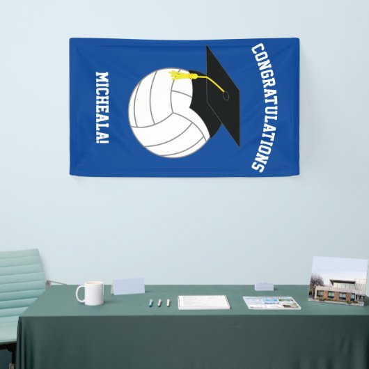 Volleyball Afstuderen Sport Blue Spandoek (Beurs)