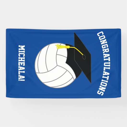 Volleyball Afstuderen Sport Blue Spandoek (Horizontaal)