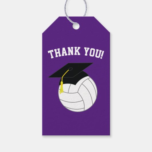 Volleyball Afstuderen Sport Paars Cadeaulabel (Voorkant)