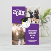 Volleyball Afstuderen Sport Paarse Aankondiging (Staand voorkant)