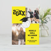 Volleyball Afstuderen Sportgeel Aankondiging (Staand voorkant)