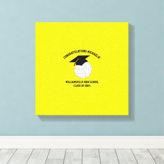 Volleyball Afstuderen Sportgeel Canvas Afdruk (Insitu (Houten vloer))