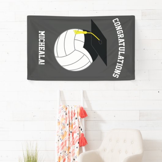 Volleyball Afstuderen Sportgrijs Spandoek (Insitu)