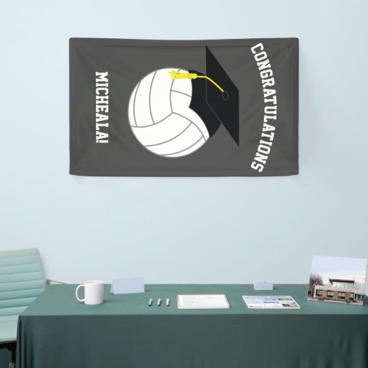 Volleyball Afstuderen Sportgrijs Spandoek (Beurs)