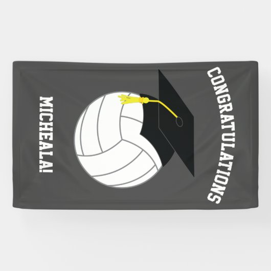 Volleyball Afstuderen Sportgrijs Spandoek (Horizontaal)