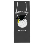 Volleyball Afstuderen Sportgrijs Wijn Cadeautas (Achterkant)