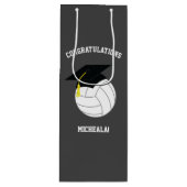 Volleyball Afstuderen Sportgrijs Wijn Cadeautas (Voorkant)