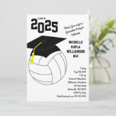 Volleyball Afstuderen Sports Black White Kaart (Staand voorkant)