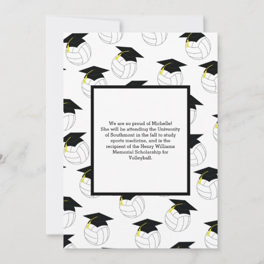Volleyball Afstuderen Sports Black White Kaart (Achterkant)