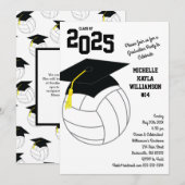 Volleyball Afstuderen Sports Black White Kaart (Voorkant / Achterkant)