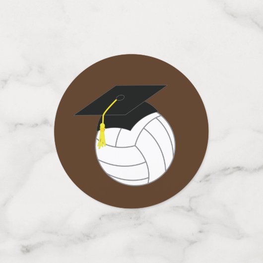 Volleyball Afstuderen Sports Brown Confetti (Kleine voorkant)