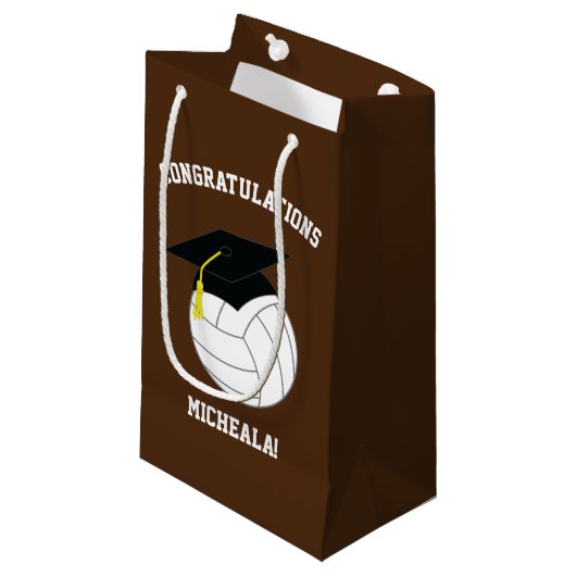Volleyball Afstuderen Sports Brown Klein Cadeauzakje (Voorkant Gekanteld)