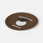 Volleyball Afstuderen Sports Brown Papieren Bordje (Gekanteld)