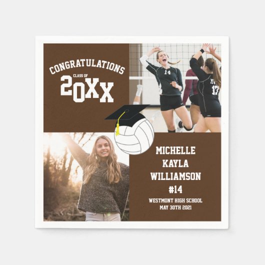 Volleyball Afstuderen Sports Brown Servet (Voorkant)