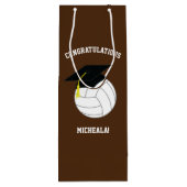 Volleyball Afstuderen Sports Brown Wijn Cadeautas (Achterkant)