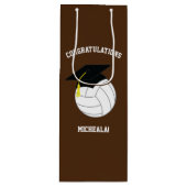 Volleyball Afstuderen Sports Brown Wijn Cadeautas (Voorkant)