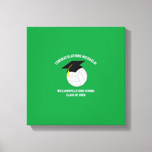 Volleyball Afstuderen Sports Green Canvas Afdruk (Voorkant)