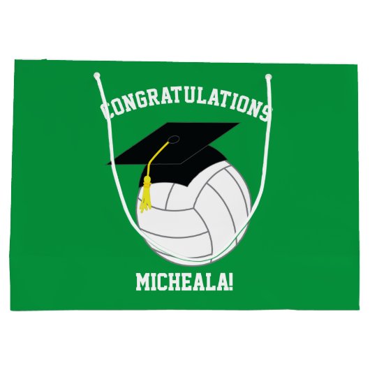 Volleyball Afstuderen Sports Green Groot Cadeauzakje (Achterkant)